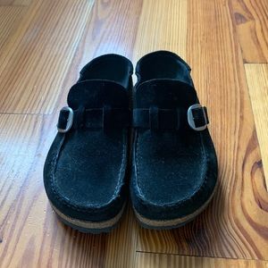 Birkenstock clogs, black suede size 37